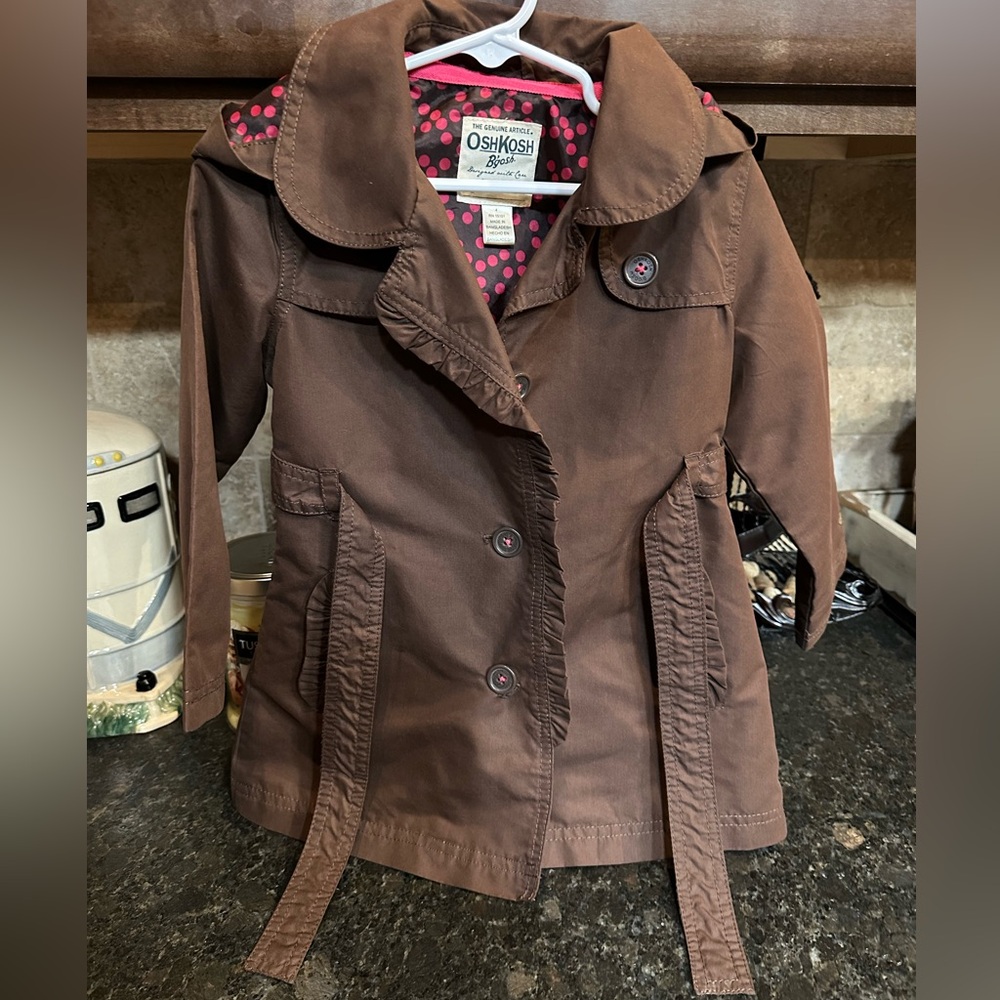 OshKosh B'gosh Brown Coat with Pink Polka Dots